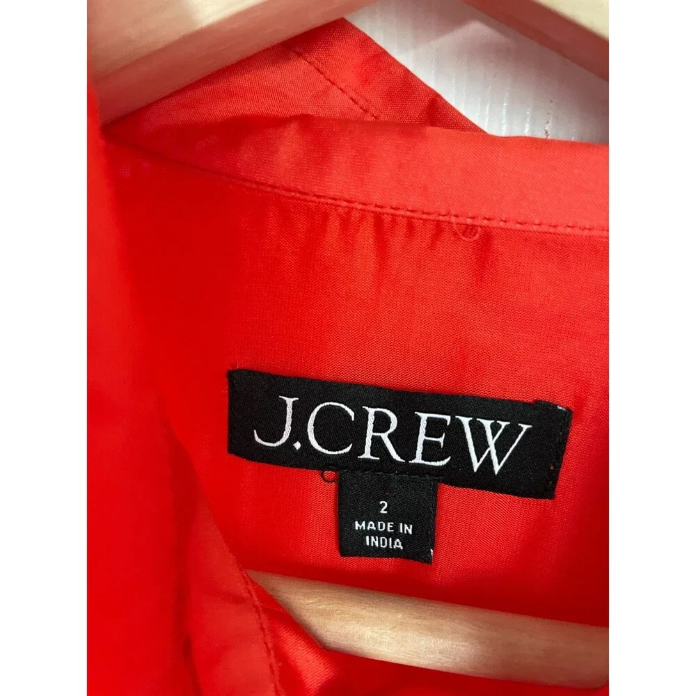 J. CREW size 2 Button Up Shirt in Sheer Organza Womens red READ!!
